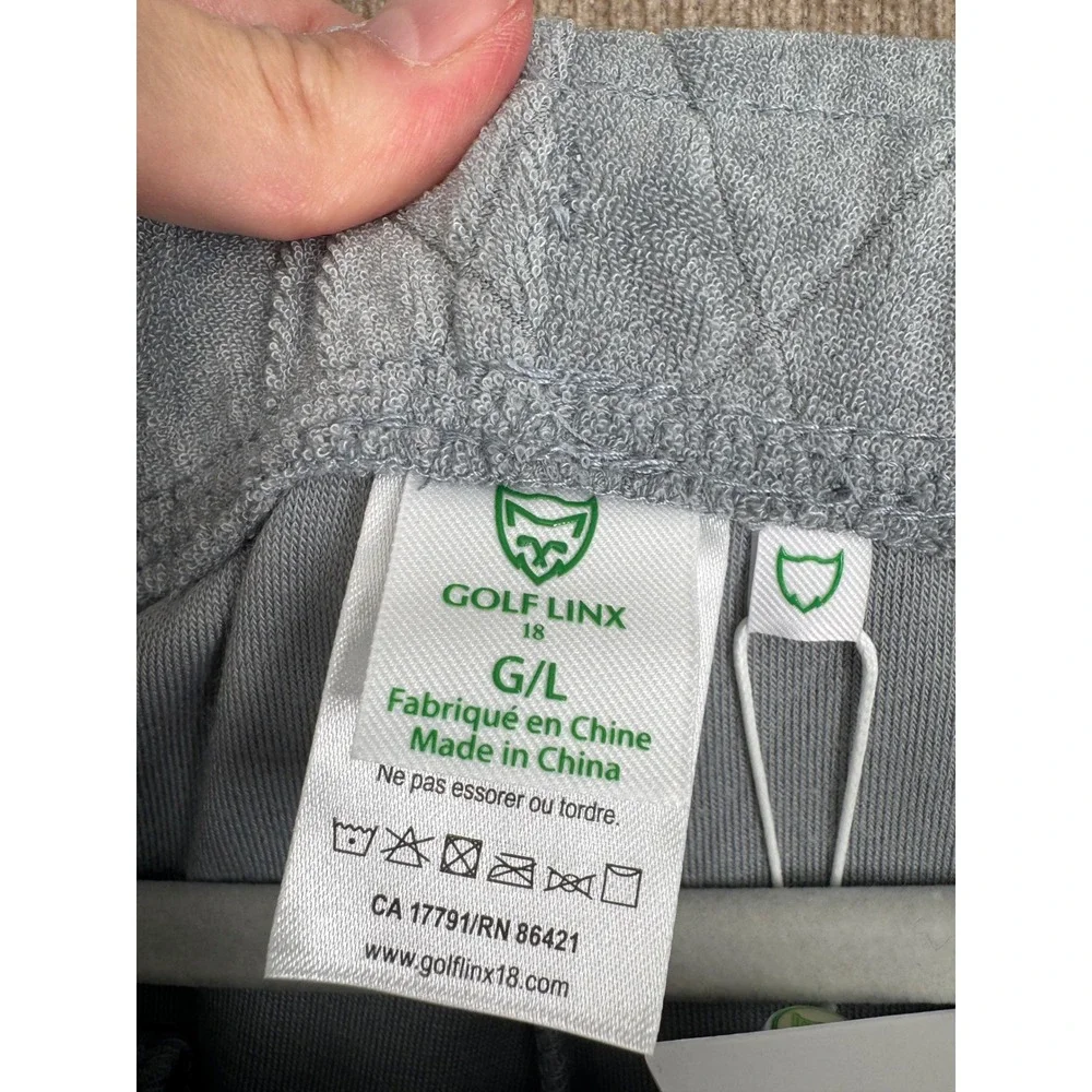 Golf Linx 18 Mens Diamond Pattern Terry Pull On Shorts Glacier Grey GLMS0021 L